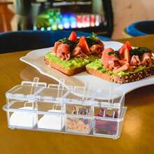 4 Stücke/Set Gewürzbox für die Küche mit mehreren Fächern, transparente Aufbewahrungsbox für Gewürze, Feuchtigkeitsgeschützte Gewürzbox, Zuckerdose mit Deckel, Küchenhelfer, Wohnungsnotwendigkeiten