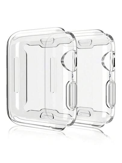 2pcs/Set Transparent TPU Full Coverage HD Ultra-Thin Protective Case, Anti-Drop Casual Screen Protector, Compatible With Apple Watch 38/40/41/42/44/45/46/49mm, Compatible With Apple Watch Series Ultra/SE/11/10/9/8/7/6/5/4/3/2/1, Smartwatch Accessories