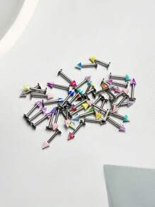 20 件装亚克力时尚花卉印花球锥迷你唇钉唇环配不锈钢耳钉，男女通用，适合万圣节、圣诞节和日常佩戴 - 花色唇環 - 查看 10