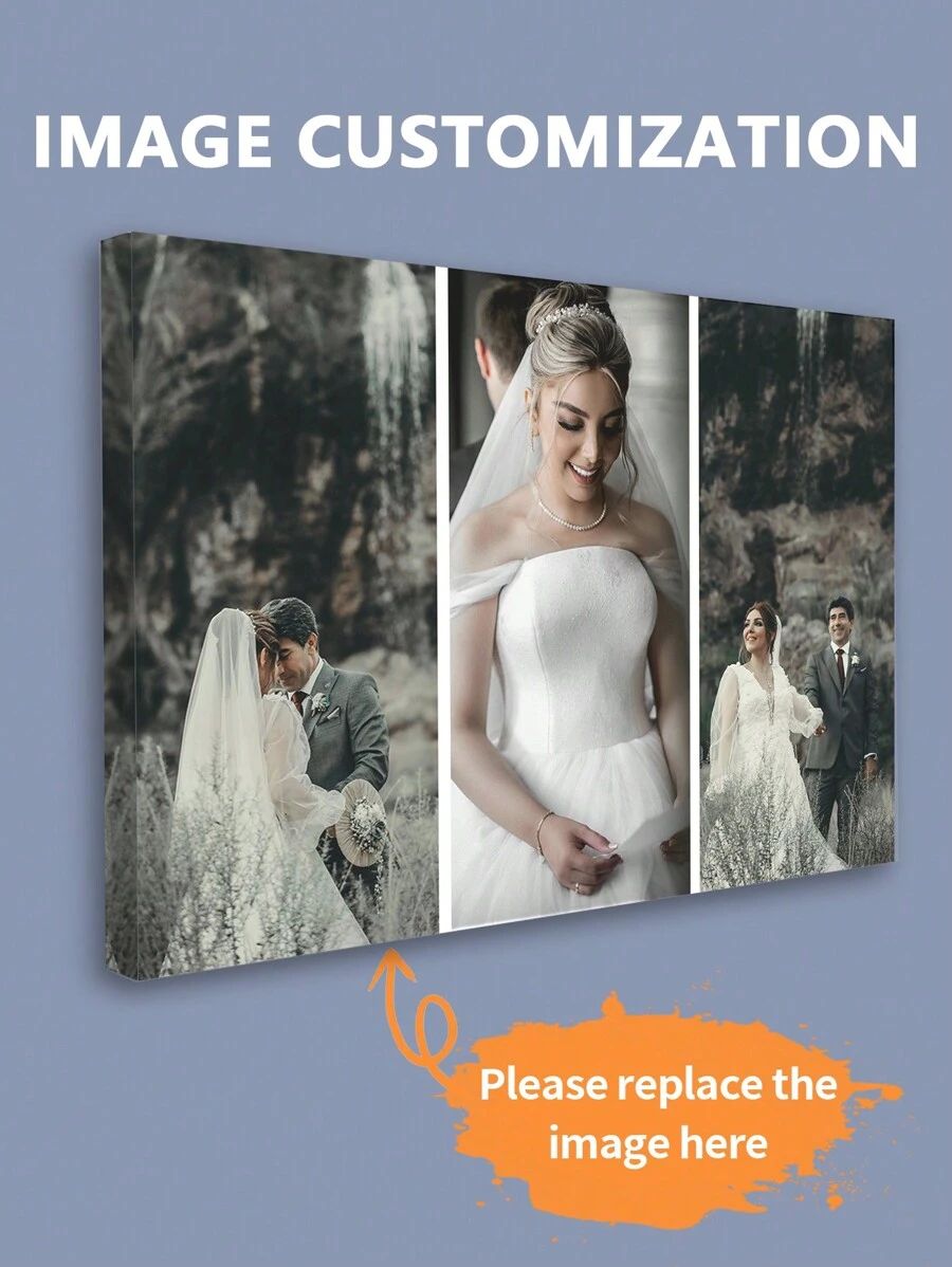 1pc Personalized Creative Canvas Print Poster, Custom Photo Printing, Personalized Photo Canvas Wall Art, Valentine's Day Decor, Wedding Gift, Graduation Gift, Mother's Day Gift, Wedding Decoration, Exquisite Modern, Minimalist Custom, Personalized, Unique Ideal Gift, Suitable For Him/Her, Anniversary - Multicolor - View 1