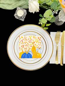 20 chiếc khăn giấy in hình lá bí ngô nhiều màu sắc mùa thu 3 lớp, 10*10 inch, khăn giấy trang trí tiệc mừng lễ Tạ ơn, đồ dùng tiệc tại nhà hàng, đồ trang trí để bàn - Nhiều màu - Xem 2