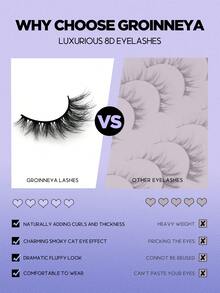 10 Pairs Manga Lashes Faux Mink Eyelashes Cat Eye Eyelashes Natural Full False Eyelashes Travel Essentials Makeup Tools(MK11) - 黑色 - 查看 6