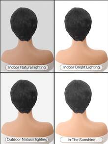 6 Inch Pixie Cut Wig Short Pixie Cut Wigs For Women Wig With Layered Front Bangs Synthetic Wig - Black - View 7
