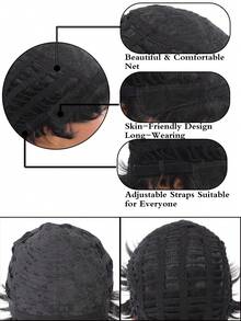 6 Inch Pixie Cut Wig Short Pixie Cut Wigs For Women Wig With Layered Front Bangs Synthetic Wig - Black - View 6