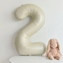 全新超大 40 英寸 0-9 数字铝箔气球，焦糖色/咖啡色/粉色/蓝色/橄榄绿/奶牛色/白金色，生日、周年纪念、婚礼、节日派对装饰气球 - 米色 - 查看 4