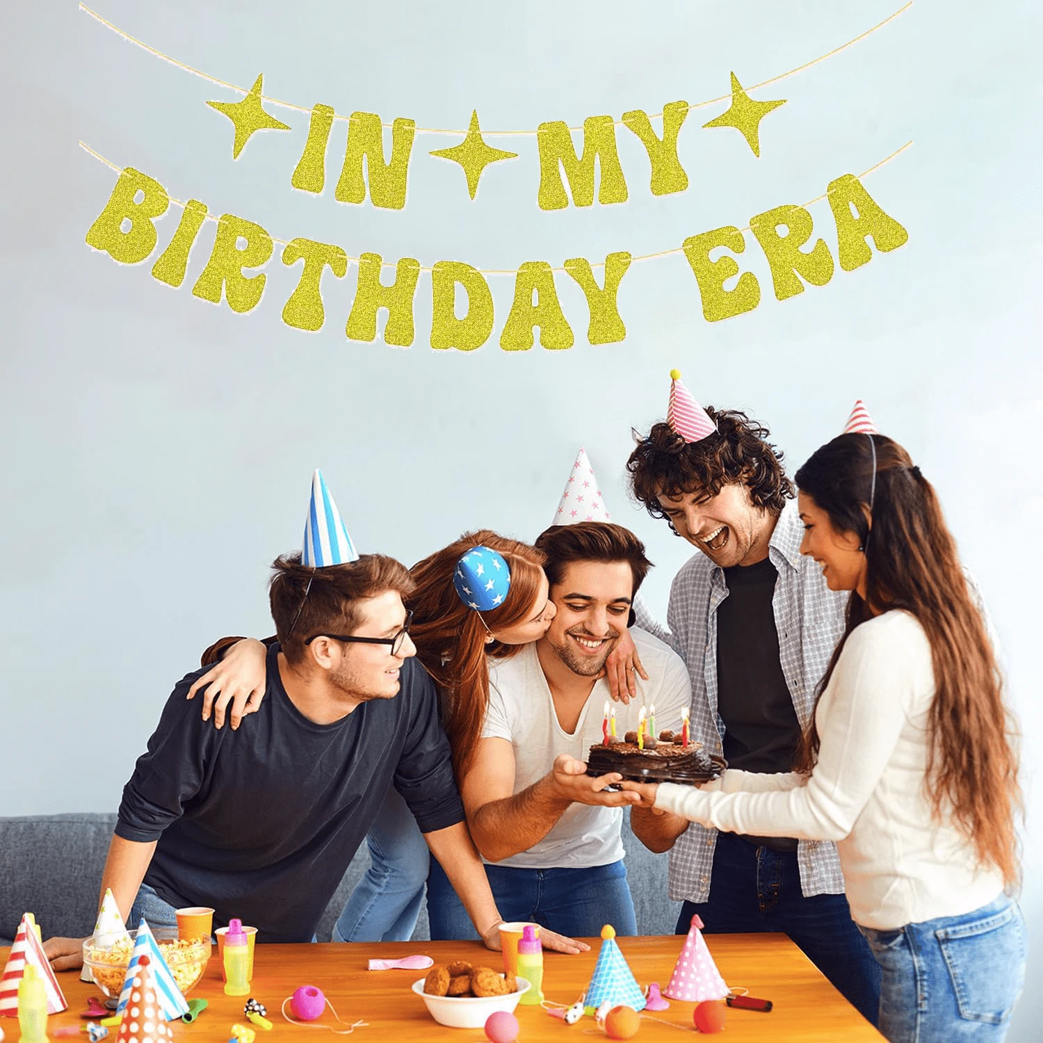 Silbernes Happy Birthday-Banner - Für Geburtstagsparty-Dekoration, Klassisch & Festlich