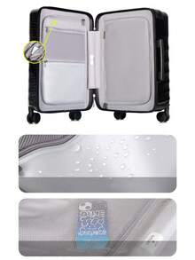 1入20英寸PC材料通用輪式登機行李箱，旅行手提箱，寬拉桿旅行推車箱，TSA海關鎖密碼包，男女高容量托運行李，手提行李，遠足學校假日蜜月度假留學畢業假日必備旅行配件理想禮物選擇男孩女孩學生情侶 - 黑色 - 查看 7