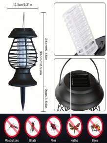 1pc, Solar Powered Mosquito Trap Cordless Garden Lamp - Waterproof & Portable &  Insect Killer - Perfect For Mosquitoes/Moths/Flies, Pest Control, Apartment Essentials, Household Gadgets