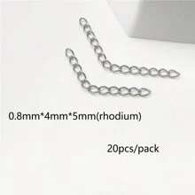 20入組銀5cm延伸鏈條抗褪色尾巴鏈條項鍊手環腳錬製作 - 銀色 - 查看 12