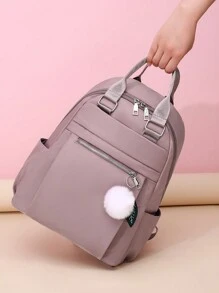 Lightweight Waterproof Backpack, Can Be Used As Handbag, Suitable For Women As A Coin Purse When Going Out, Or Shopping Bag, Also Suitable For Moms As Bottle Bag For Shopping, Can Accommodate Laptops, Multifunctional Classic Women Backpack With Pom Pom Pendant, Suitable For Girls, Elementary, Middle, Junior College Students And Graduates, Suitable For Travel, Business And Newbies., School Backpack