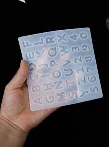 1pc-Crystal Drop Glue 26 English Numeric Letter Mold English Letter Mold Resin Silicone Mold - White - View 1