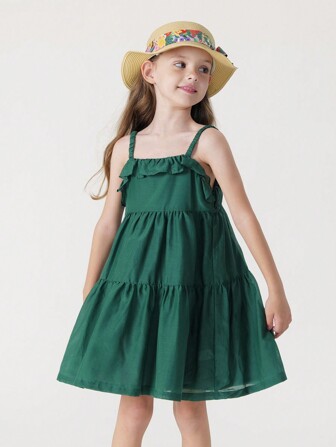 MARC&JANIE Vestido sin mangas de verano para chica joven a la moda, dulce y con pliegues y adornos de encaje