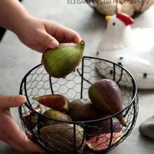 1 pièce Panier en fer tressé pour rangement des œufs, panier de rangement de cuisine en fer