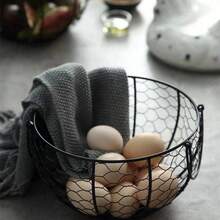 1 pièce Panier en fer tressé pour rangement des œufs, panier de rangement de cuisine en fer