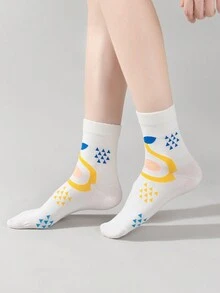 2 双女士袜子、中长袜、白点袜、艺术袜、圆领袜、高筒袜、柔软女士袜子、中筒运动袜、布艺女士袜子、可爱袜子、女孩袜子、透明袜子、宽松袜子、可爱袜子 - 彩色 - 查看 6