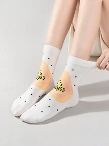 2 双女士袜子、中长袜、白点袜、艺术袜、圆领袜、高筒袜、柔软女士袜子、中筒运动袜、布艺女士袜子、可爱袜子、女孩袜子、透明袜子、宽松袜子、可爱袜子 - 彩色 - 查看 5