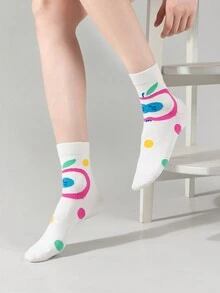 2 双女士袜子、中长袜、白点袜、艺术袜、圆领袜、高筒袜、柔软女士袜子、中筒运动袜、布艺女士袜子、可爱袜子、女孩袜子、透明袜子、宽松袜子、可爱袜子 - 彩色 - 查看 8