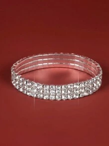 1 Máy Tính Ba Hàng Màu Bạc Kim Cương Trắng Đảng Sáng Bóng Đá 1 Lớp Căng Vòng Tay - Ba hàng + bạc + kim cương trắng - Xem 2