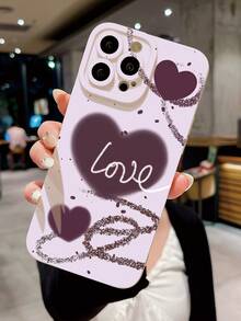 1 Ốp điện thoại hình mắt "LOVE" hình trái tim được cá nhân hóa dễ thương Tương thích với Apple/Samsung/Xiaomi/Redmi/VIVO/Infinix/OPPO/Reno - Màu be - Xem 2