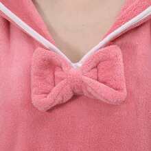 1件珊瑚絨柔軟吸水披風式浴袍，設有口袋、蝴蝶結和袖子，適合各季節使用，適用於浴室、游泳池、沙灘和家中 - 彩色 - 查看 7