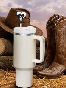 5pcs/Set 10mm Western Style PVC Rubber Dustproof Straw Cap Cover With Cowboy Hat And Boot Design, Suitable For Party Decoration - Multicolor - View 4