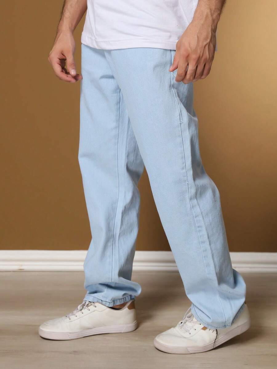 Men Jeans - 淺色水洗藍 - 查看 1