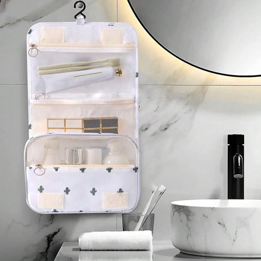 1 Túi Đựng Đồ Trang Điểm Treo Túi Du Lịch Để Đồ Vệ Sinh Túi Đựng Mỹ Phẩm Chống Thấm Nước Phòng Tắm Tắm Có Móc Túi Đựng Đồ Vệ Sinh Du Lịch Hộp Đựng Đồ Vệ Sinh Kích Thước Đầy Đủ - trắng - Xem 1
