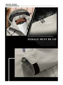 chamarra impermeable para hombre con capucha desmontable y manga larga con cierre y bolsillo para exteriores, chamarra para senderismo casual  Chamarra Hombre Cremallera Impermeable Informal Abrigos - Caqui - Ver 9