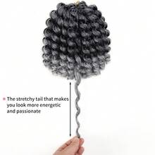 魔杖捲鬆毛, 牙買加彈力捲鬆毛, 捲鬆1入包, 編織捲辮髮尾, 捲曲髮型女性捲鬆編織毛, 編織卷曲髮型8/12吋 - 漸變灰色 - 查看 4
