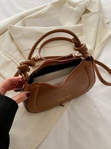 New Fashionable Casual PU Leather Shoulder Bag With Adjustable Strap And Gold Foil Print For Women - Brown - View 9