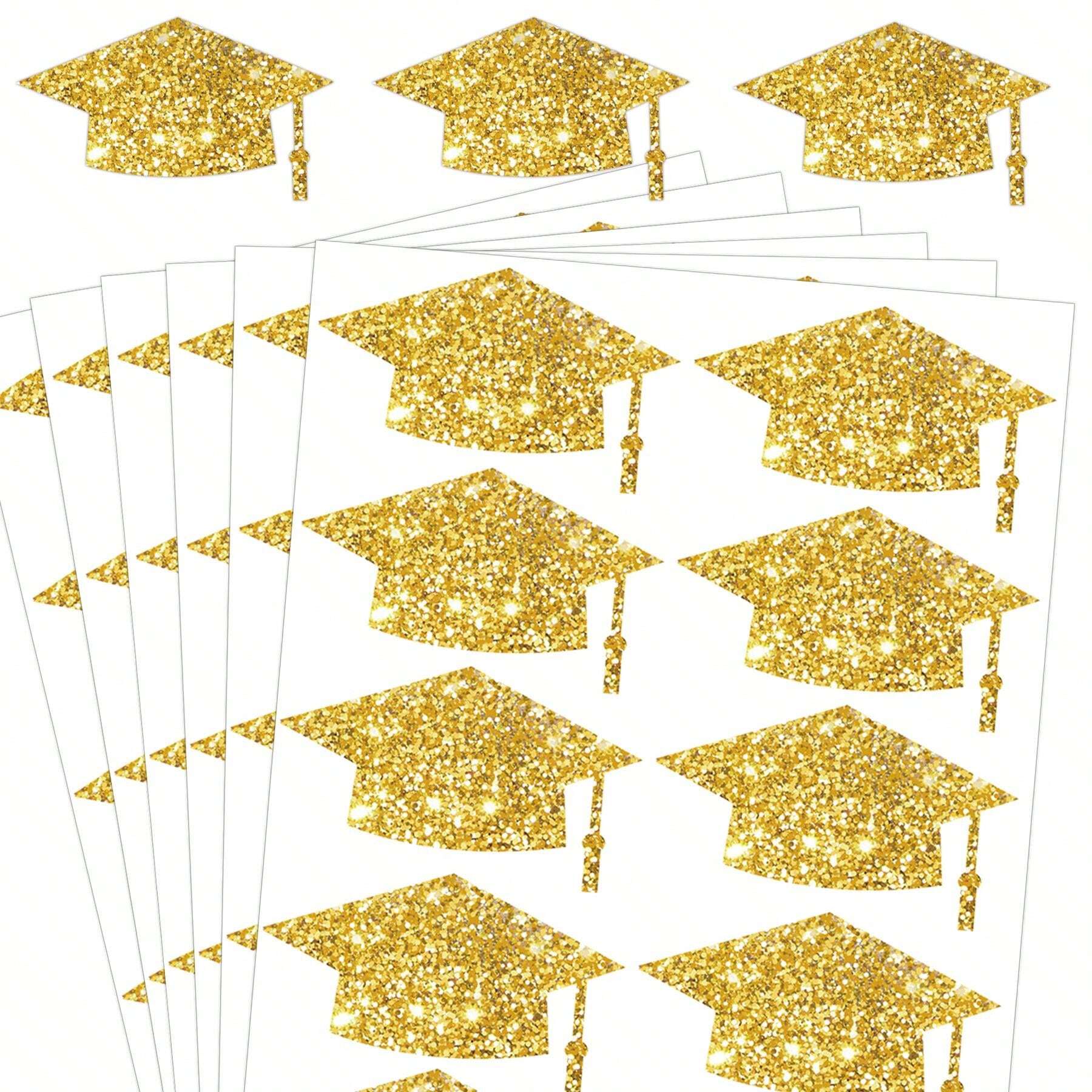 Graduation Cap Stickers Class Of 2024 Grad Hat Labels Gold Foil ...