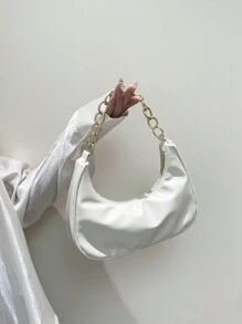 New Spring/Summer Metal Chain Bag,Solid Color Fashionable Casual Women's Handbag, Tready Crescent Moon Bag For Women