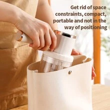 無線電動攪拌器：3合1 USB 充電式無線手持攪拌器，3檔調速，小巧便攜，配備切碎杯、切碎刀、打蛋器和奶油棒，適用於食物切碎、湯品、嬰兒食品、烘焙（白色） - 乳白色 - 查看 3