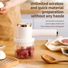 無線電動攪拌器：3合1 USB 充電式無線手持攪拌器，3檔調速，小巧便攜，配備切碎杯、切碎刀、打蛋器和奶油棒，適用於食物切碎、湯品、嬰兒食品、烘焙（白色） - 乳白色 - 查看 2
