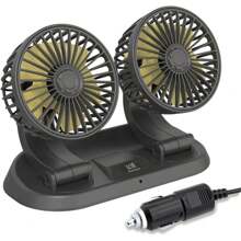 1 Pieza Ventilador De Enfriamiento Para Auto De Doble Cabeza De 360° Ajustable, Con Alta Potencia De Viento Y Bajo Ruido Opcional De 12v/24v