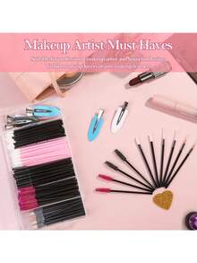 一次性化妆刷套装，含三角粉扑混合调色盘、一次性睫毛膏刷、唇刷、发夹、散粉流苏（带收纳盒）、化妆刷套装、化妆刷套装、化妆刷套装、完整化妆套装、化妆刷套装、完整化妆套装、化妆刷套装、化妆刷套装、化妆礼品套装 - 彩色 - 查看 6