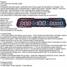 Velocímetro Reloj Accesorios para automóviles Recordatorio de alarma digital inteligente Medidor G19 HUD Pantalla de cabeza GPS de coche Brújula Medidor KM/H MPH - Negro - Ver 11