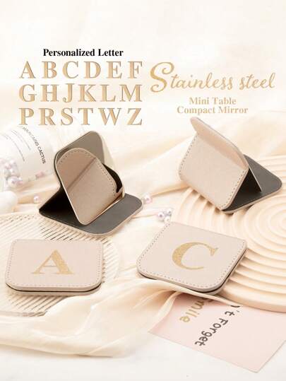 1PC Stainless Steel Folding Makeup Mirror With Personalized Gold-Foil Letters, Wrapped In Stylish Khaki Leather. Perfect For Dear Mom, Aunt, Grandmother, Daughter, Niece, Sister, Bride, Bridesmaid, And Your Beloved Girlfriend! Ideal For Occasions Like Holidays, Birthdays, Weddings, Mother's Day, And Valentine's Day, This Thoughtful And Exquisite Gift Will Add A Touch Of Charm To Their Special Moments,Makeup,Cheap,Room Decor,Vanity,Travel,Bedroom,Makeup Accessories,Mirror,Vanity Mirror,Cheap,Stocking Stuffers,Makeup,Makeup Tools,Cheap Stuff,Gifts,Gifts For Women,Christmas Gifts