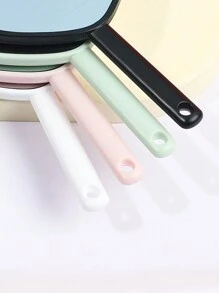 1pc Heart Shaped Portable Plastic Handheld Mirror, High Definition Handle Mirror Makeup Mirror, Cute Glass Mirror For Women - Multicolor - View 4