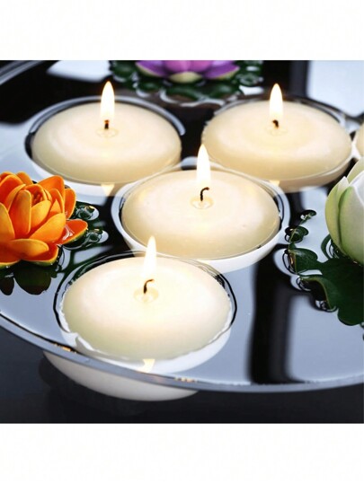10pcs Floating Ivory White Smokeless Paraffin Wax Candles For Wedding Centerpieces On Dining Table, Swimming Pool And Special Occasions,Room Decor,Gifts Birthday Graduation