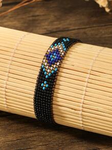 1pc Bohemian Style Vintage Holiday Geometric Pattern Handmade Beaded & Braided Adjustable Bracelet, Ideal For Women's Daily Wear - Handmade Beaded Bracelet - View 5