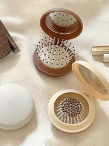 1 Pc Mini Portable Girl's Comb For Outdoor, Lightweight Bifold Travel Comb With Mirror