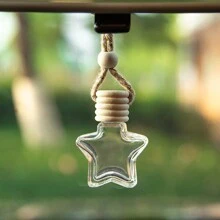 1pc 10ML Car Rearview Mirror Hanging Refillable Perfume Bottle With Tassel And Pentagram Design