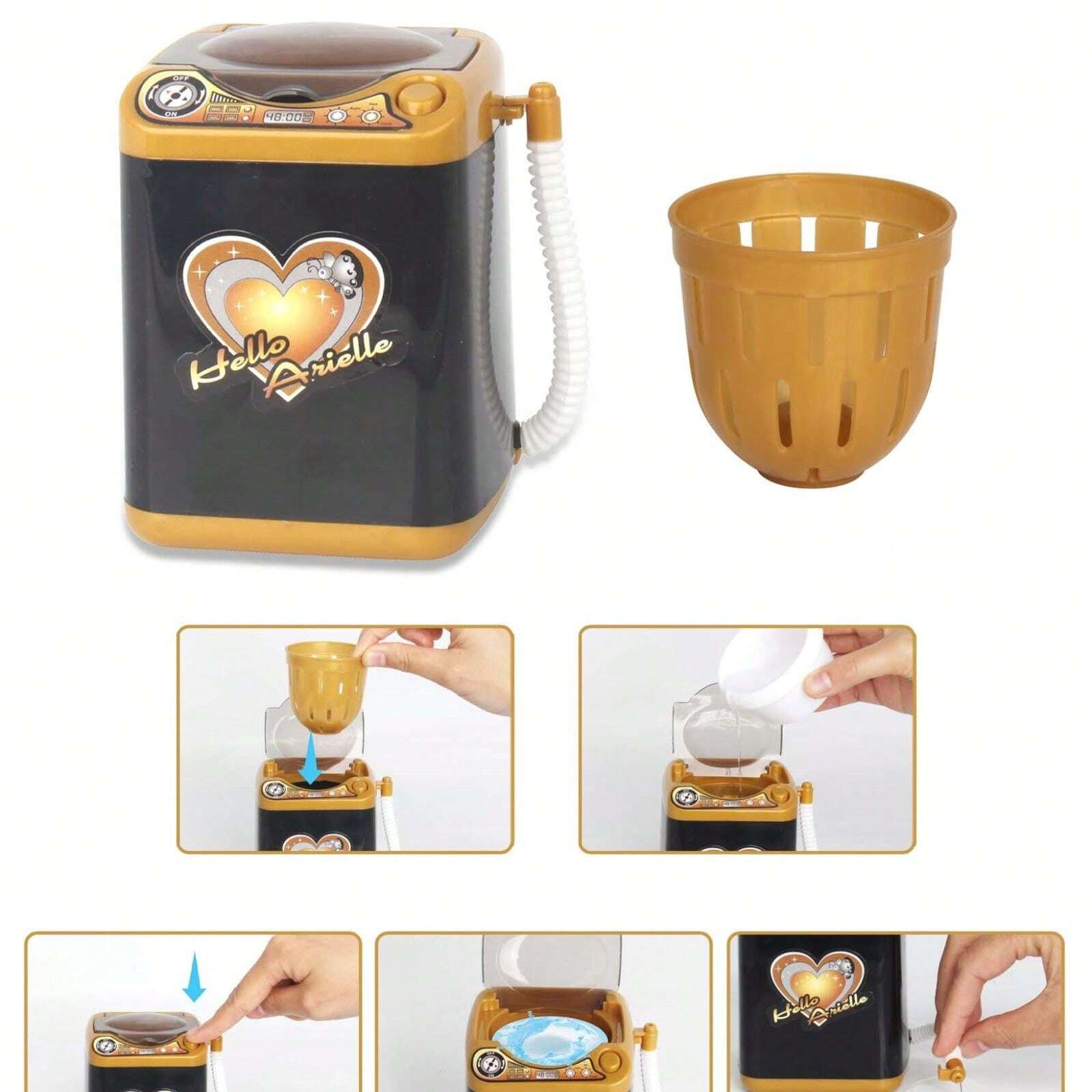 1pc Children Pretend Play Toy Washing Machine With Drain Basket And