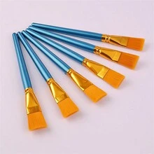 6入組筆刷，繪畫筆，油畫筆，油漆筆，扁頭畫筆 - 藍色 - 查看 4