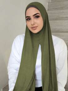 1pc Women's Solid Color Comfortable Stretchy Scarf Hijab Headscarf, Fashionable And Simple, Convenient, Suitable For All Seasons For Abaya Daily Under Cap Veiled Clothes