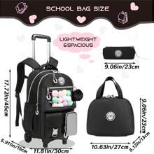 1pc Pendant Charm Option/3pcs Set Women & Teens Wheeled Luggage Backpack Set - Wheeled Suitcase With Detachable Organizer Bag, Multipurpose Handbag, Suitable For Work/Travel, Essential Schoolbag, School Supplies Bag