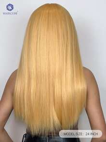 HAIRCUBE 28-Inch Yellow Banded Long Straight Wig, Beautiful And Elegant Synthetic Mechanism, Heat-Resistant Wig Suitable For Daily Wear - Yellow - View 5
