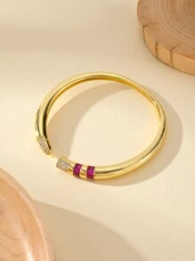 1 chiếc Vòng tay nữ mạ vàng 18k nhiều màu CZ Valentine, Quà tặng trang sức sang trọng cho ngày hẹn hò, Ngày lễ tình nhân, Mẹ, Mẹ, Ngày của Mẹ, Quà tặng - vòng tay mở - Xem 18