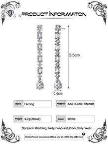 LXOEN 1 Pair Luxury Geometric Water Drop Shiny AAA Cubic Zirconia Dangle Earrings For Women Delicate Long Tassel Bridal Wedding Statement Earring